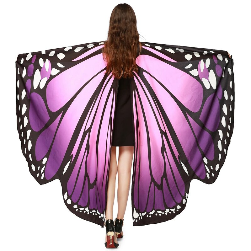 Women Butterfly Wings Shawl Fast and Simple Wear Halloween Costume Wings for Halloween Dress Up Costume Accessory