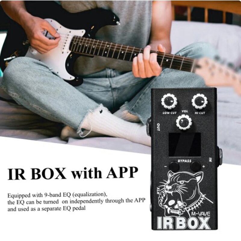M-vave IR-BOX Gitar Bass Multi efek 32 opsi preset tersedia pengaturan aplikasi telepon, EQ 9-segmen, sebagai Individual EQ Effector