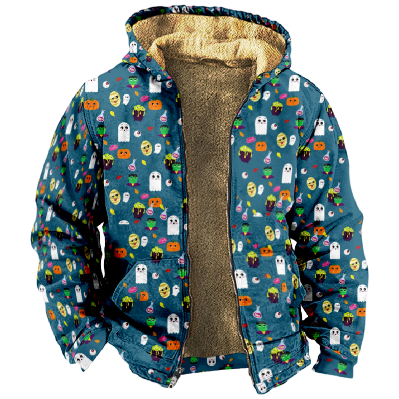 Sudadera con capucha de Halloween para hombre y mujer, suéter de manga larga con cremallera y cuello levantado, ropa 3D de moda Y2K, 2023