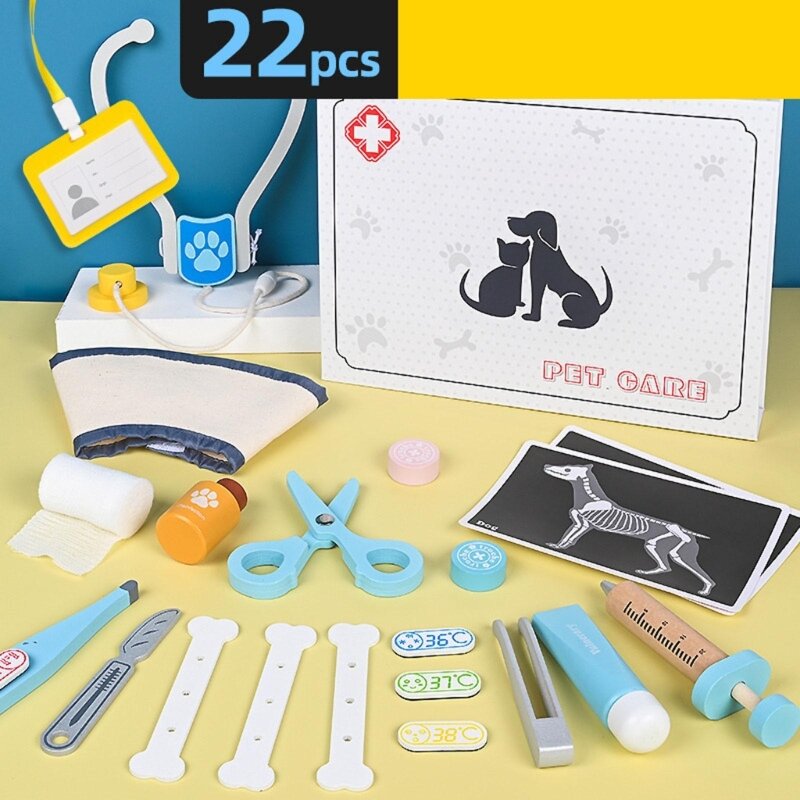 Dierenartskit voor kinderen Fantasiespel Doktersset met stethoscoop voor dropshipping huisdieren
