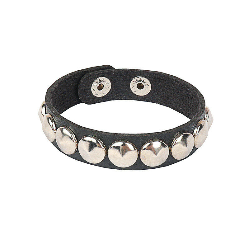 Pulseira de couro PU cravejada para homens e mulheres, pulseira punk, punho gótico ajustável, pulseira de fivela gótica, 2022