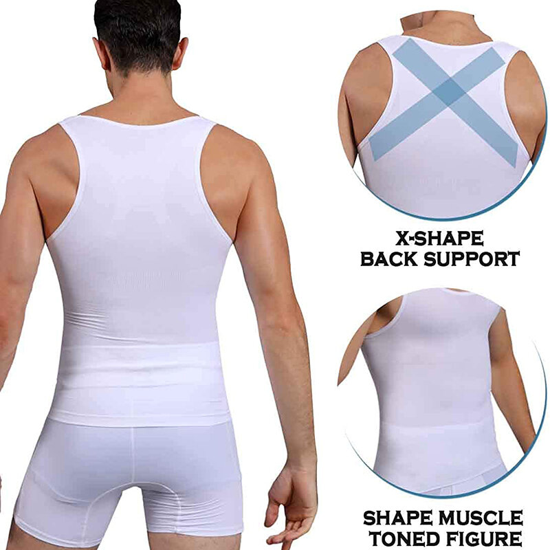 Mens Compressie Shirts Afslanken Body Shaper Vest Workout Tank Top Tummy Controle Shapewear Abs Buik Corset Ondershirt