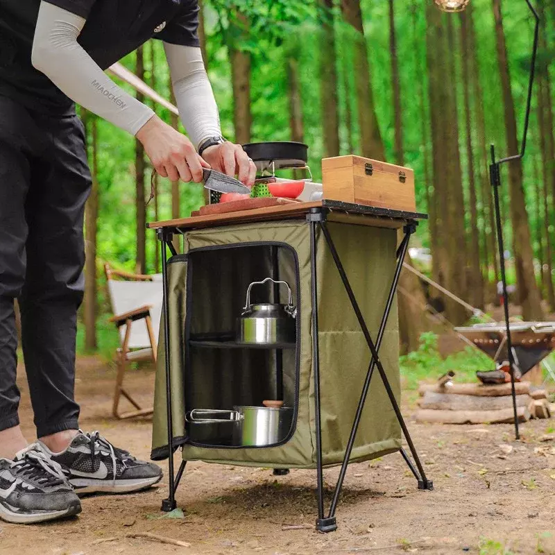 Outdoor camping, składana szafka do przechowywania, przenośna kempingowa, wielofunkcyjna dwufunkcyjna szafka stołowa ze stopu aluminium