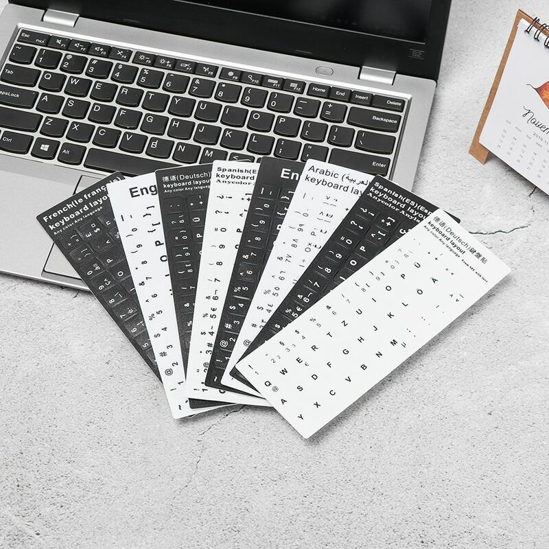 1Pcs Wear-resistant Keyboard Stickers Spanish/English/Russian/Deutsch/Arabic/Italian/Japanese Letter Replacement For Laptop PC