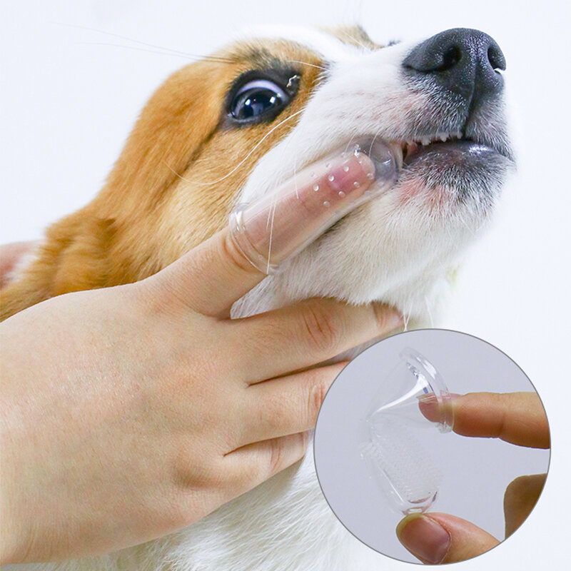 Ultra Soft Silicone Dog Cat Dental Care Cleaning Finger Toothbrush Addition To Bad Breath Tartar Odor-free Pet Supplies