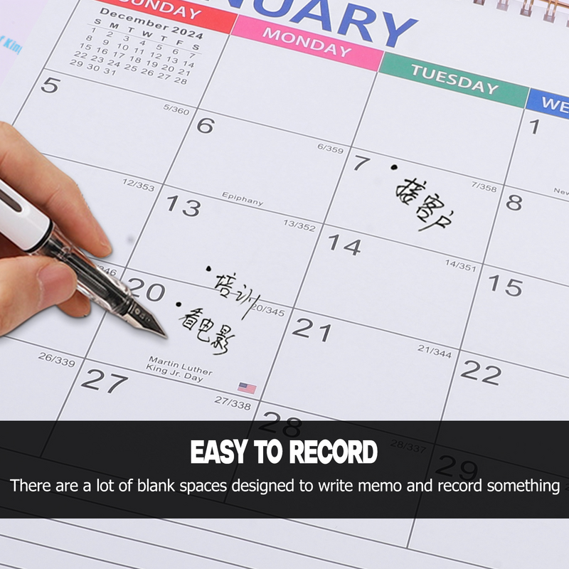 Calendario de pared para oficina, bobina de papel de planificación de tiempo rasgado a mano, colgante de escritorio conveniente