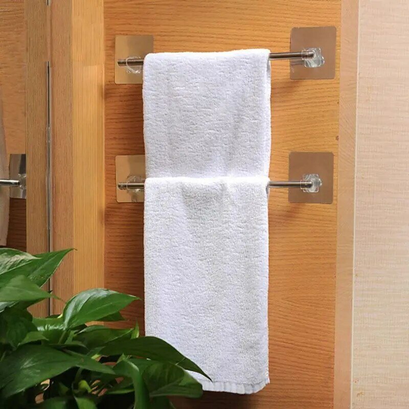 Toallero mano acero inoxidable, toallero baño grueso, barra toalla individual montada en pared, instalación sin