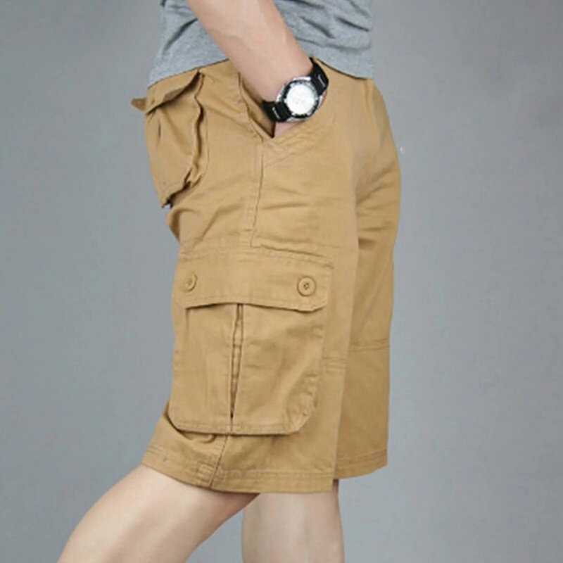 Pantalones cortos informales para hombre, Shorts holgados con múltiples bolsillos, Color sólido, Cargo, pierna ancha, estilo Harem, recortados