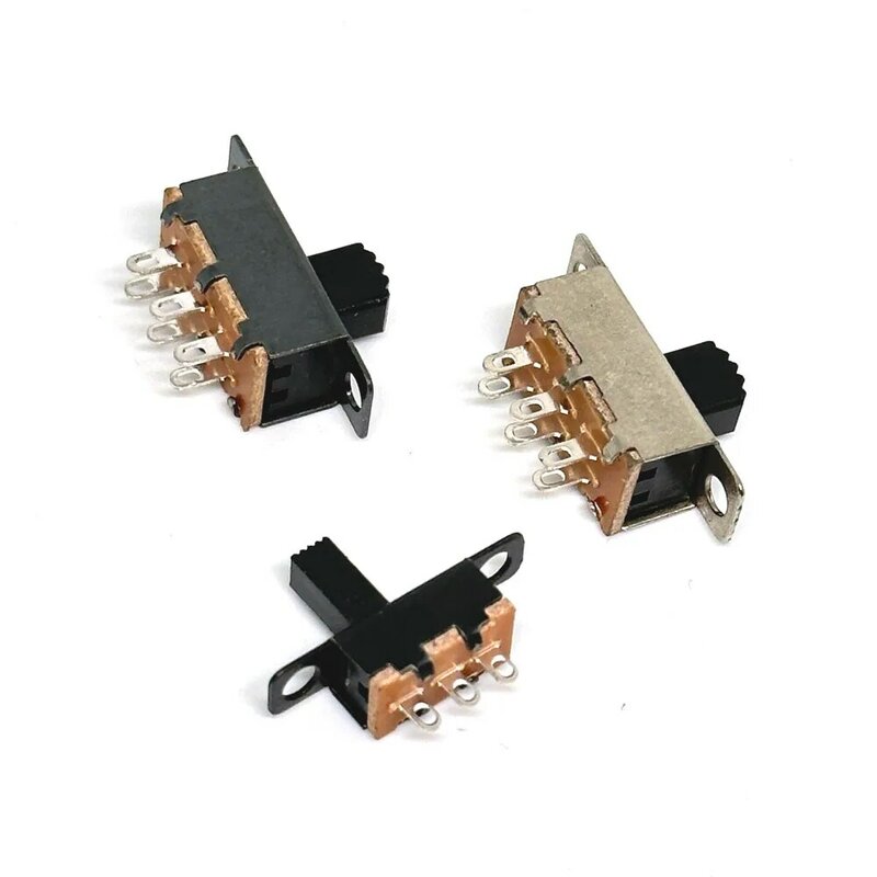 Interruptor deslizante com alça de orifício fixo, interruptor de alavanca, 2 posições, 6 pinos, alta 5mm, 7mm, DPDT 2P2T, SS-22F25, SS-22F15, DC 12V