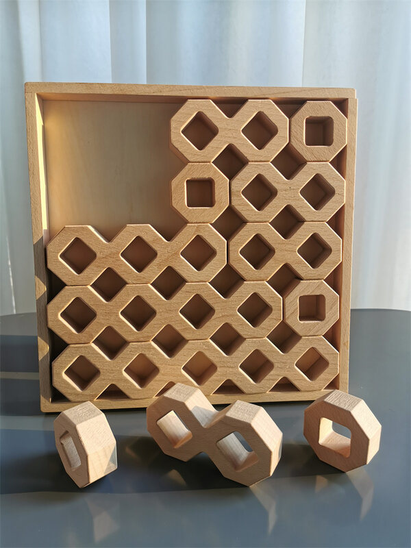 اللبنات الخشبية مجموعة التراص بلوستويز الزان H الإبداعية المفتوحة العضوية اللعب للأطفال