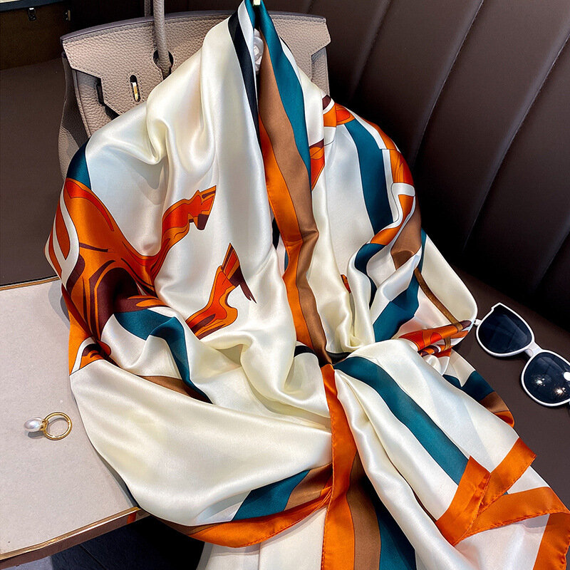 Luxury Brand Large Silk Scarf Women Fashion Print Shawls And Wrap Bufanda Foulard Female Beach Scarves Thin Soft Stoles Bandana