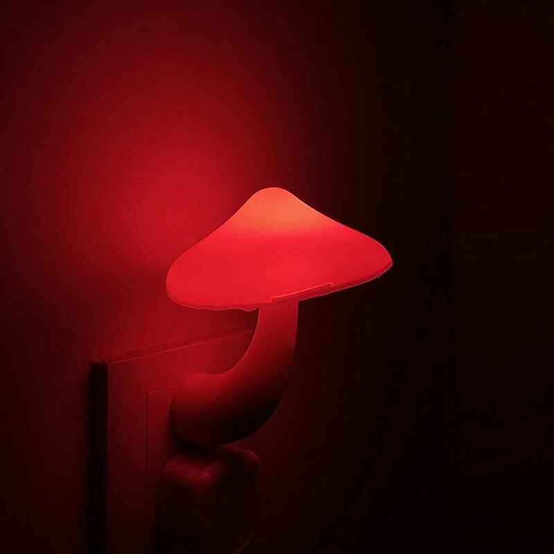 LED Night Light Mushroom Wall Lamp US Plug Light Control Induction Energy Saving Environmental Protection Bedroom Lamp