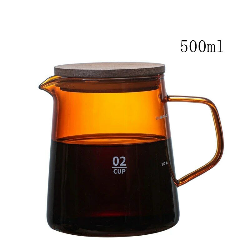 300/500ml Coffee Colored Glass Pot with Lid Shared Coffee Pot Pouring Coffee Concentrate Kitchen Making Coffee Accessories