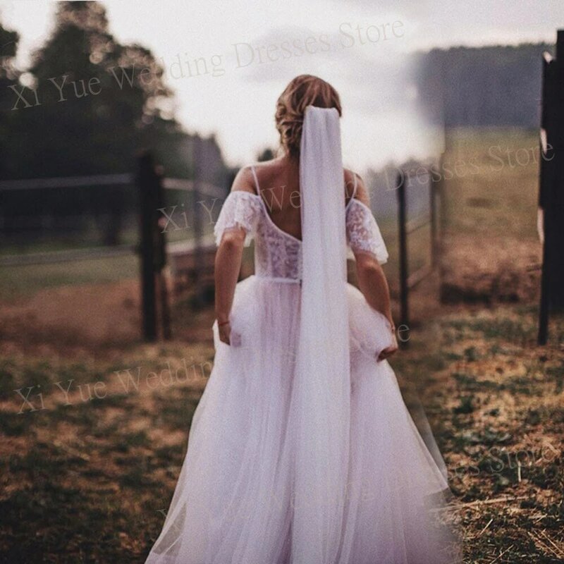Женское свадебное платье с открытыми плечами, элегантное современное привлекательное ТРАПЕЦИЕВИДНОЕ платье невесты на бретелях-спагетти, 2024