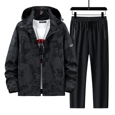 Conjunto de jaqueta e calça joggers de manga comprida masculina e feminina, agasalho casual, High Street Sportswear, conjunto de roupas masculinas, 2 peças