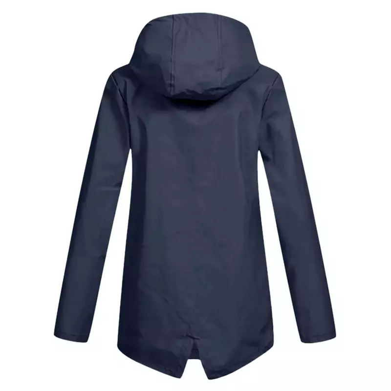 2024 nowa kurtka damska jednolity kolor wiatroszczelny wodoodporny płaszcz z kapturem na zewnątrz odzież wierzchnia odzież wierzchnia damska lekki płaszcz przeciwdeszczowy