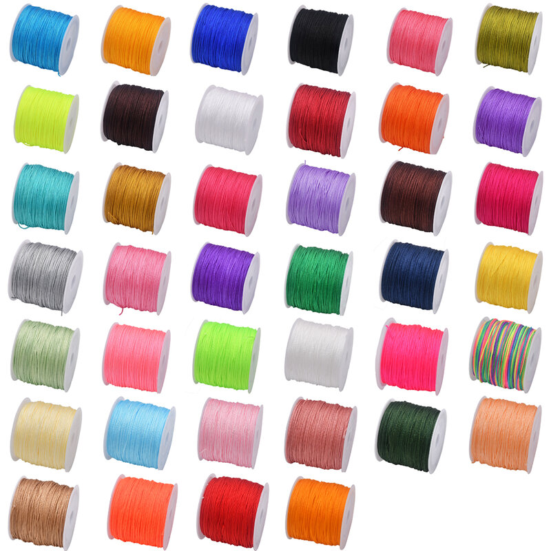 50Yds 0.8mm Crafts Nylon Cord For Jewelry Making Beading Braided Nylon Satin String for Bracelets Rattail Trim Chinese Knot
