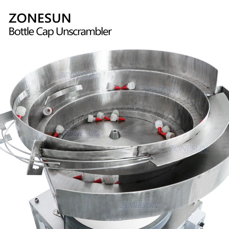 ZONESUN mangkuk pengumpan getaran kustom untuk tutup penyemprot Stoper botol Sorter mitra untuk mesin Capping otomatis