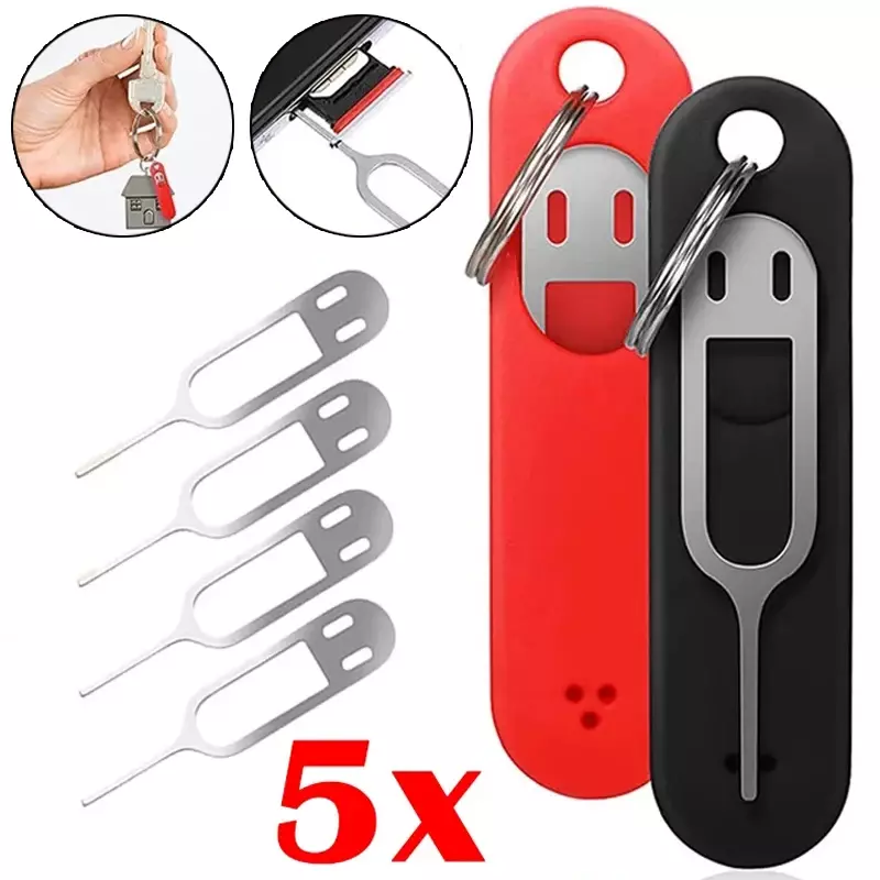 1-5Pcs SIM Card Removal Tool Universal Mobile Phone Sim Card Tray Ejector Anti-lost Keychain Card Pin Needle Protective Cover