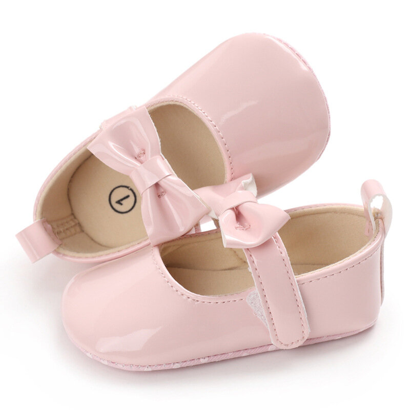 Мокасины для маленьких девочек, Симпатичные мягкие туфли из искусственной кожи на плоской подошве с бантом, обувь для первых шагов, Нескользящие весенне-летние туфли принцессы