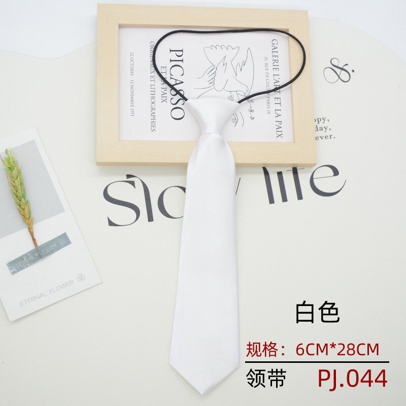 6CM Width Solid Color Neckties For Kids Female Children Student Lazy Ties School Uniform Cravat Red White Graffiti Tie Neckwear