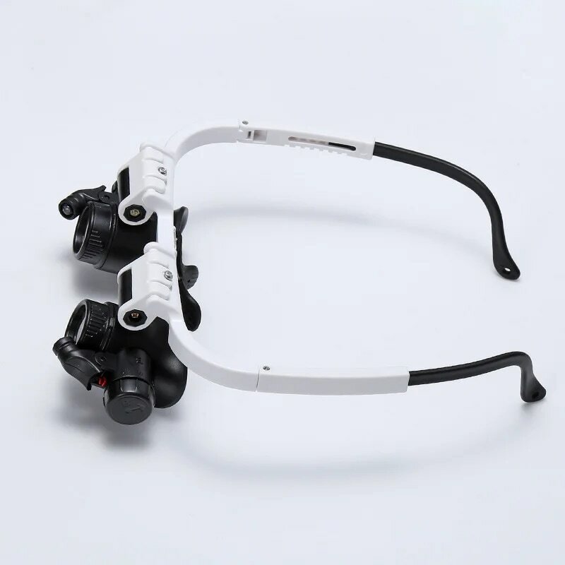 Double Eye Magnifier com luz LED, Iluminado Lupa, Cabeça de Lupa, Vestindo Reparação, Jóias, Relógio, 8x, 15x, 23x