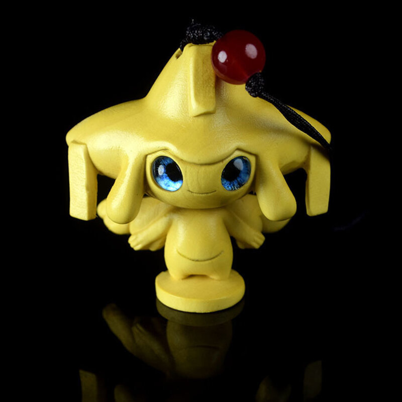 Tokoh Anime Kayu Pokemon Eevee Pikachu Gantungan Kunci Kerajinan Psyduck Tupai Charmander Mainan Model Tokoh Aksi untuk Hadiah Anak-anak