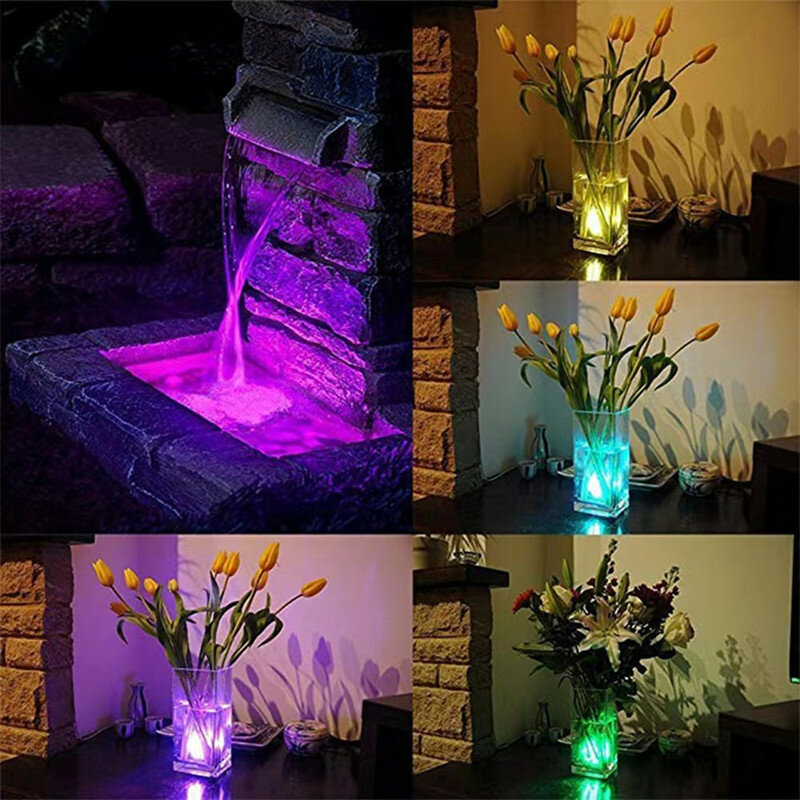 Mini luz LED de té sumergible con control remoto, cambio de Color RGB, decoración de centro de mesa de boda para estanque de pecera
