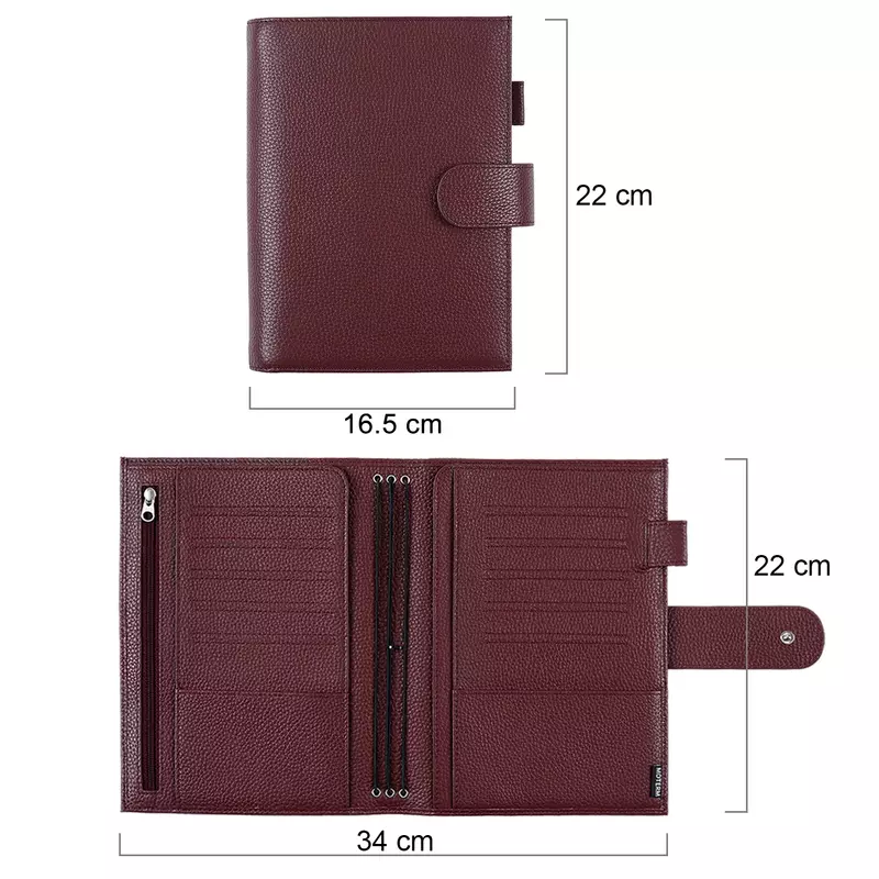 Moterm Metgezel Reizen Notebook A5 Size Journal Echt Pebbled Graan Koeienhuid Organizer Met Achterzak En Lederen Strip