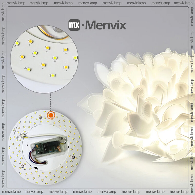 Menvix Modern White LED Lustres, Luz De Teto, Decoração De Pétala, Suporte Da Lâmpada, Quarto, Sala De Jantar