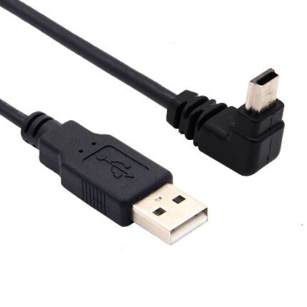 USB 2.0 macho para mini USB, para cima e para baixo, ângulo direito esquerdo, cabo 90 graus, 0,25 m 0,5 m 1,8 m 3m 5m para câmera, MP4, tablet