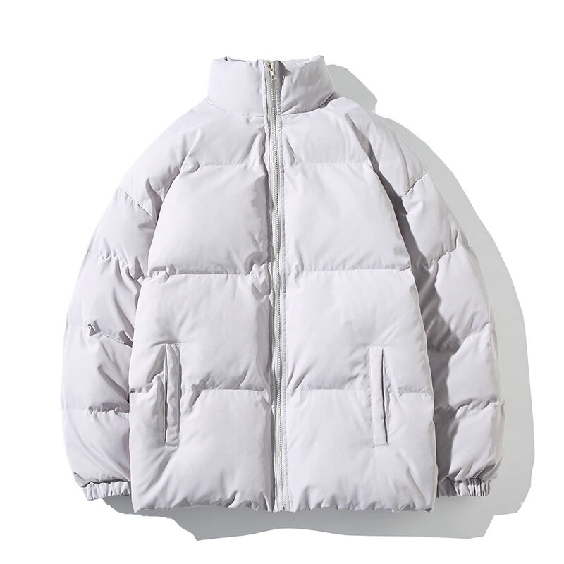 Y2K jaket parka Pria Wanita, Luaran hangat warna polos berbantalan, mantel parka musim dingin ukuran besar 5XL