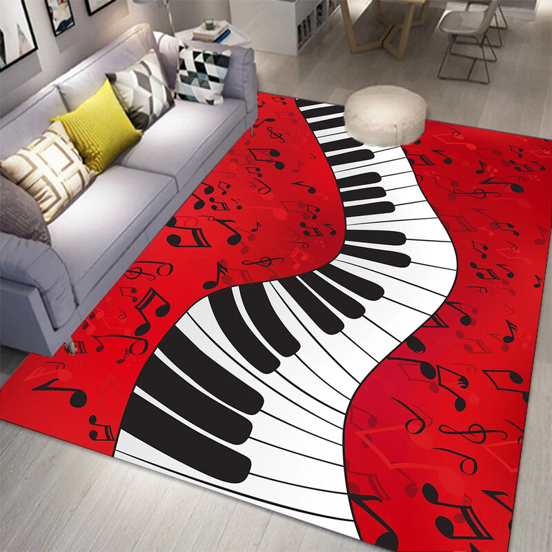 พรมปูพื้นรูปโน้ตดนตรีพรมสำหรับห้องรับแขกห้องนอนในบ้านพรมสำหรับเล่นเปียโนคีย์บอร์ด