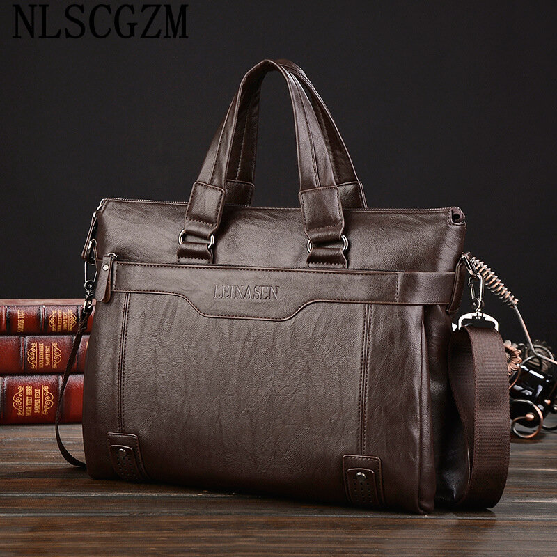 Кожаный портфель для ноутбука, роскошные брендовые Офисные Сумки для мужчин, Боковая сумка для мужчин, мужская сумка для ноутбука, сумка для ноубука