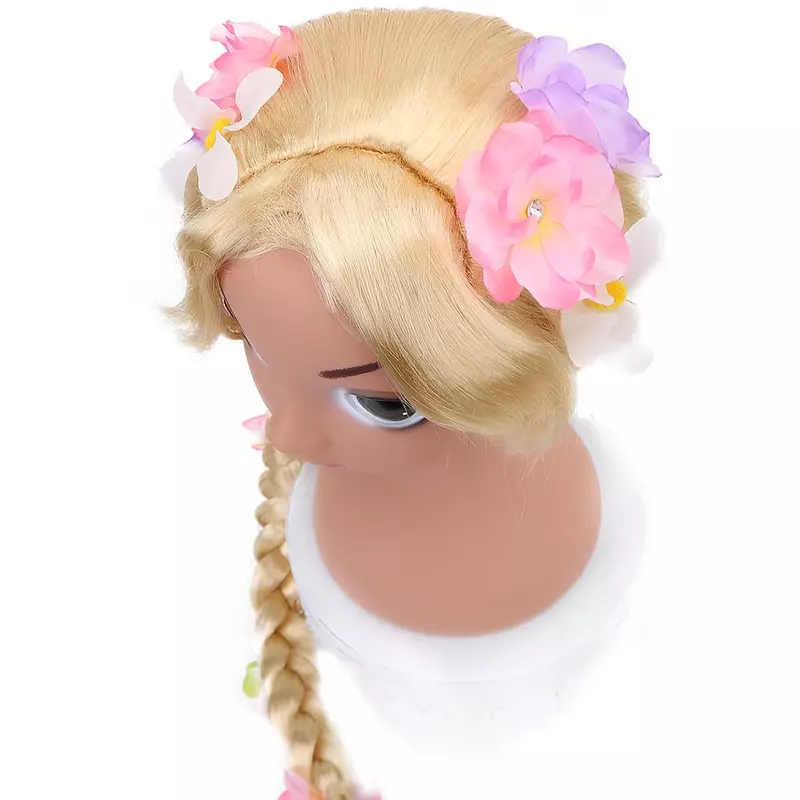 AICKER wig Rapunzel pirang panjang untuk anak-anak, kostum putri anak perempuan wig kepang bola dongeng untuk bagian Natal Halloween