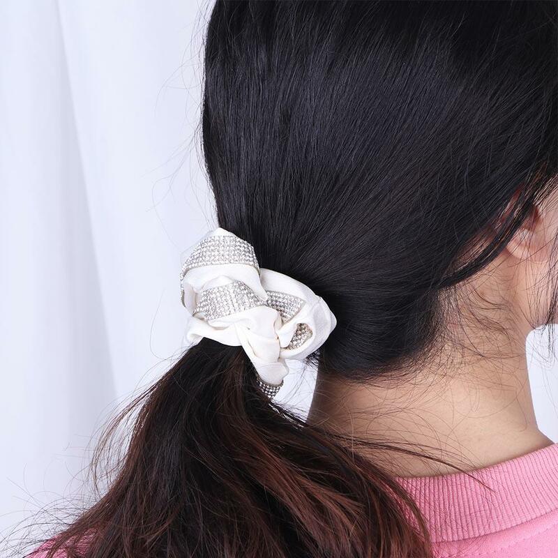 Bandas elásticas de cabelo para mulheres Presente doce e elegante Cor sólida Estilo coreano Corda de cabelo, Bling Scrunchies, Gravatas de mulheres, Cor sólida
