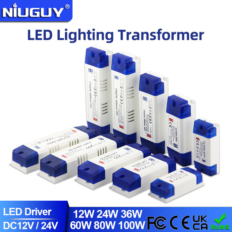 LED 스트립 조명용 전원 공급 장치 어댑터, 12V, 110V, 220V-12V 조명 변압기, 12W, 36W, 60W, 100W, DC24 볼트 소스 LED 드라이버