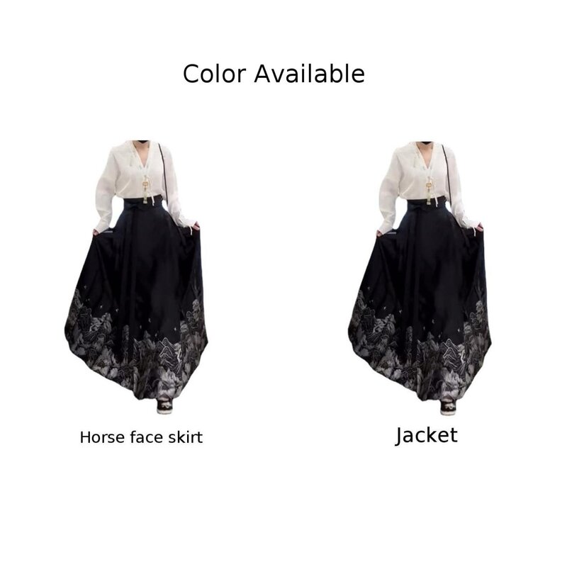 Haft Hanfu Wysokiej klasy spódnica z twarzą konia Długa sukienka Retro Prosta spódnica garniturowa Jednolity kolor Wygodna moda Stylowa