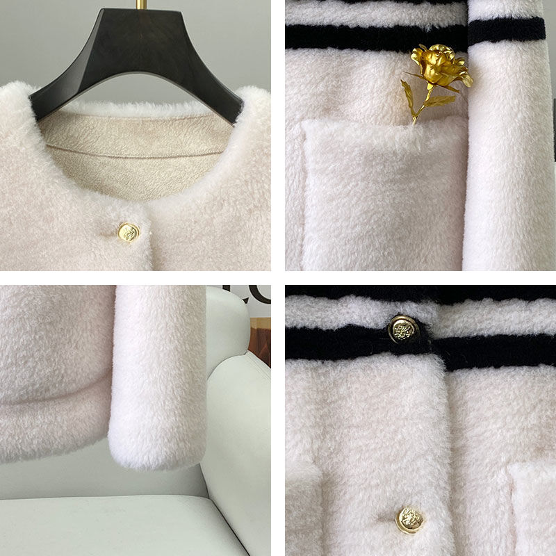 Abrigo de piel de visón Real para mujer, chaqueta cálida de manga larga, cuello redondo grande, ropa de otoño e invierno, nuevo, F58