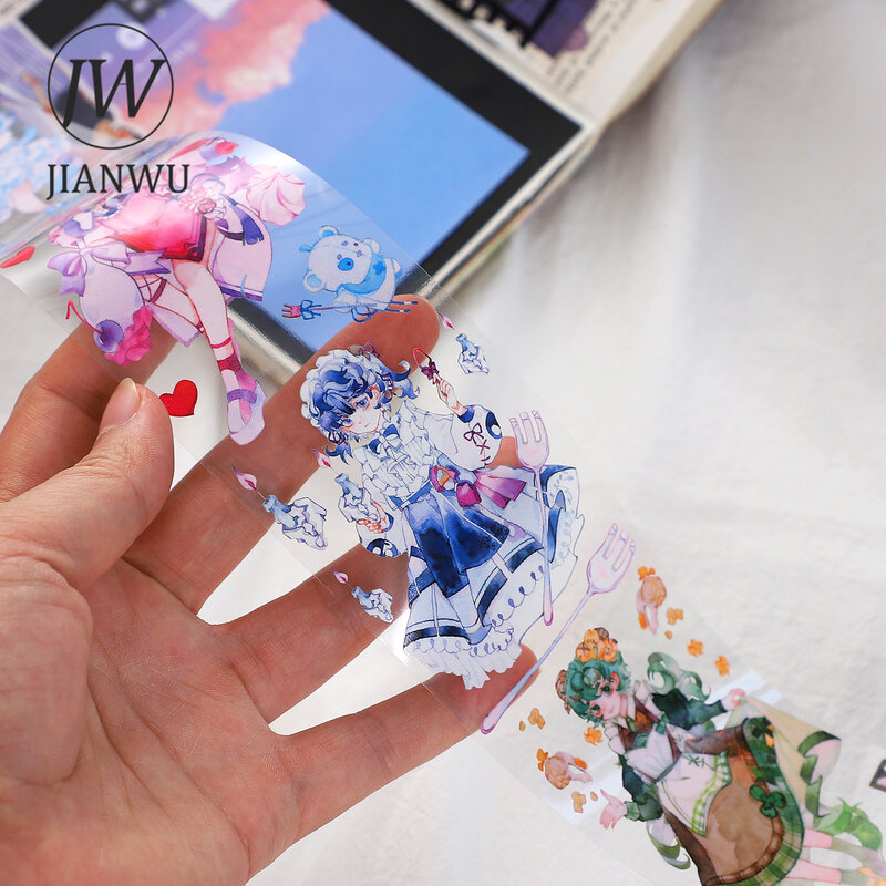 JIANWU 300cm Creative Cartoon Anime Characters PET Washi Tape Waterproof DIY Journal Scrapbooking Masking Tape Kawaii Stationery