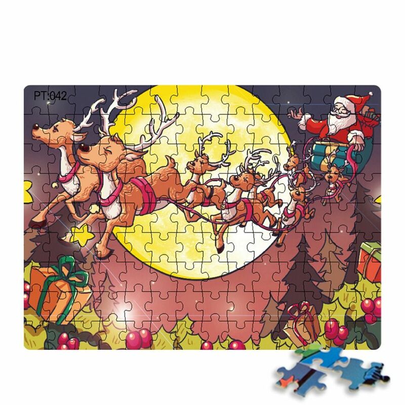 Intellectually Beneficial Christmas Jigsaw Puzzle Paper Early Educational Baby Puzzle Toys Montessori 126 Pieces Puzzle