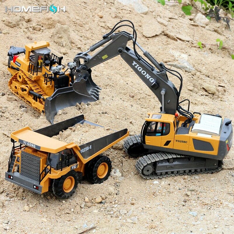1 pz giocattolo telecomando escavatore 2.4G veicoli di ingegneria multifunzionale e scavo 11 funzioni regalo per bambini auto giocattolo 1 pz