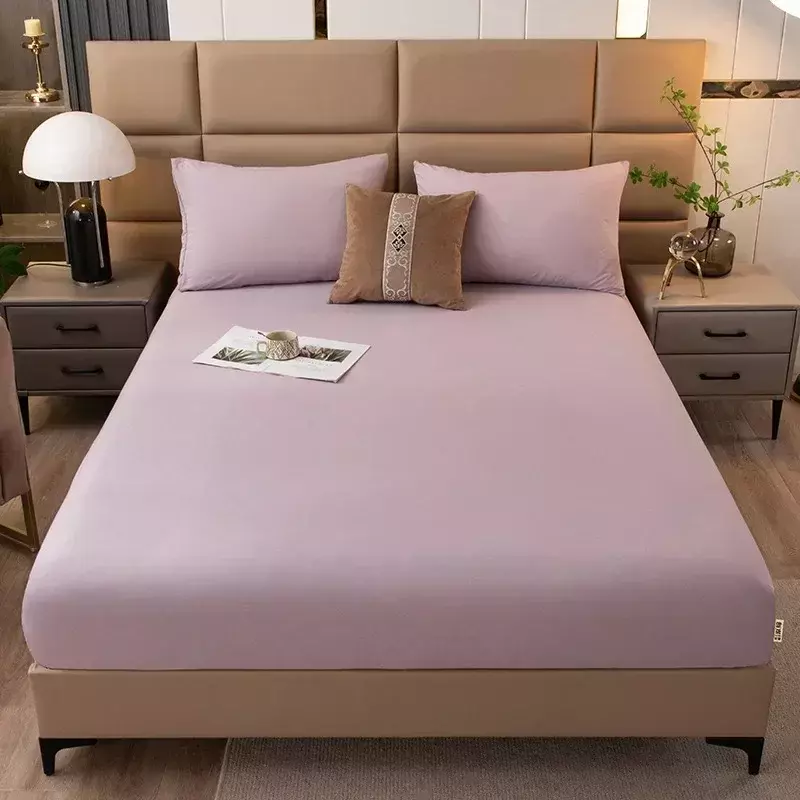 Solid color washed raw cotton  sheet, single piece full protection  cover,  sheet,  cover, and mattress 554