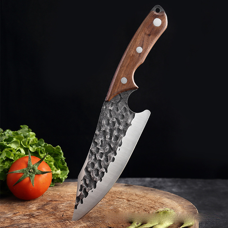 Stainless Steel Kitchen Chef Cleaver Boning Knife Handmade Full Tang Kitchen Knife Arc Red Sandalwood Handle Butcher Knife