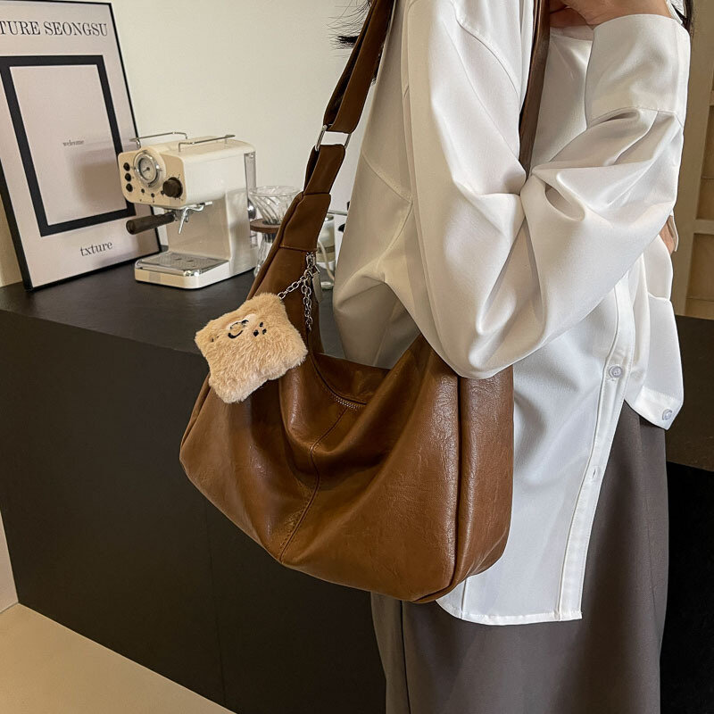Студенческая Повседневная вместительная сумка для женщин, новинка весны 2024, модная Корейская Сумка-тоут, универсальная сумка через плечо