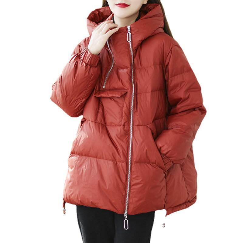 Frauen weiße Enten Daunen jacke Hoodie koreanischen Stil lose über Größe Pullover Mantel Herbst Winter Kapuze Outwear