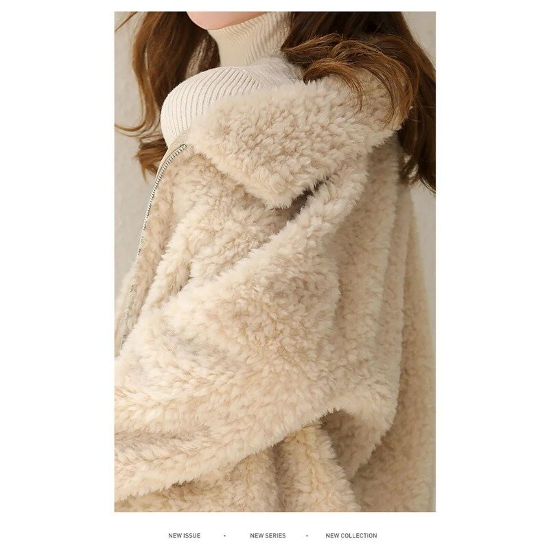 Женское короткое пальто из искусственного меха, свободная утепленная куртка с воротником-стойкой, однотонная Повседневная Верхняя одежда, новинка зимы 2023
