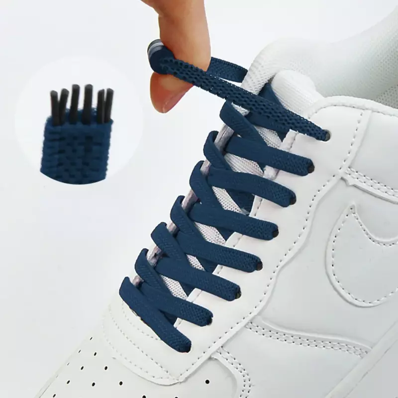 Elastic Tieless Shoe Laces para crianças e adultos, sem cadarço, Quick Lazy Metal Lock, Sneakers Strings, 1 par