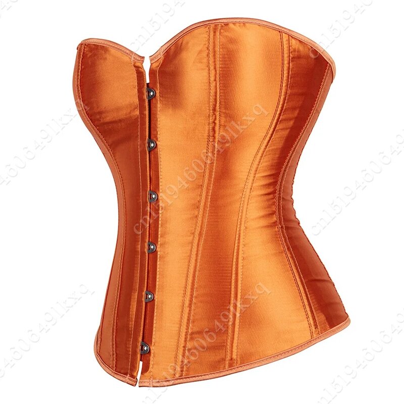 Corset Tops for Women Overbust Bustier Satin Sexy Lace up Corset Orange
