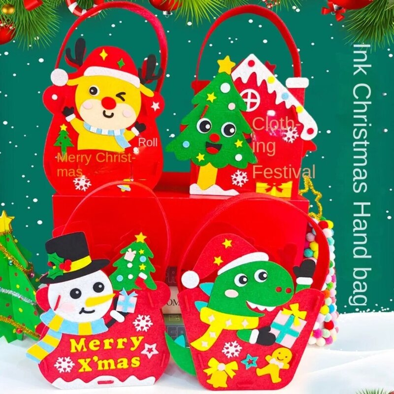 Dianosour mainan edukasi manusia salju, kerajinan mainan DIY, tas paket bahan taman kanak-kanak pohon Natal DIY